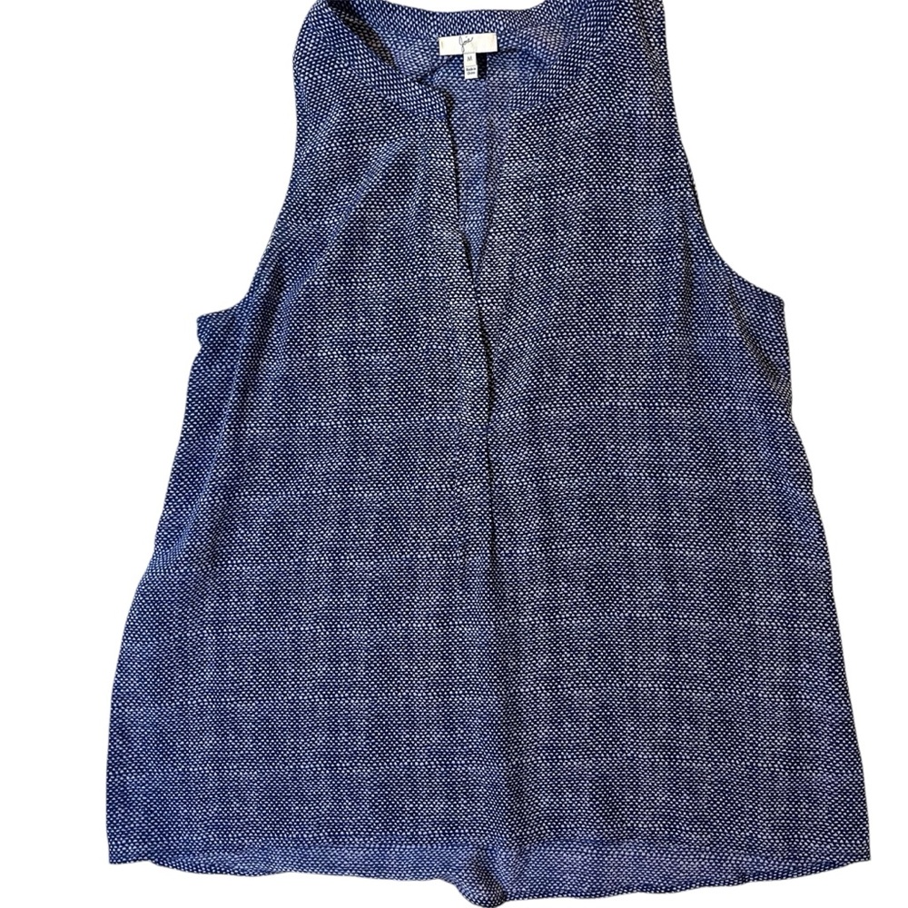 Joie Navy Blue 100% Silk Textured V-Neck Tank Top Size M Summertime